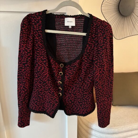 Reformation Red and Black Button-Front Blouse - Picture 2 of 5